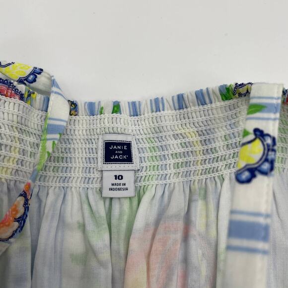 JANIE AND JACK Dress Girls Sz 10 Colorful Cold Shoulder Cotton Summer - Picture 3 of 4